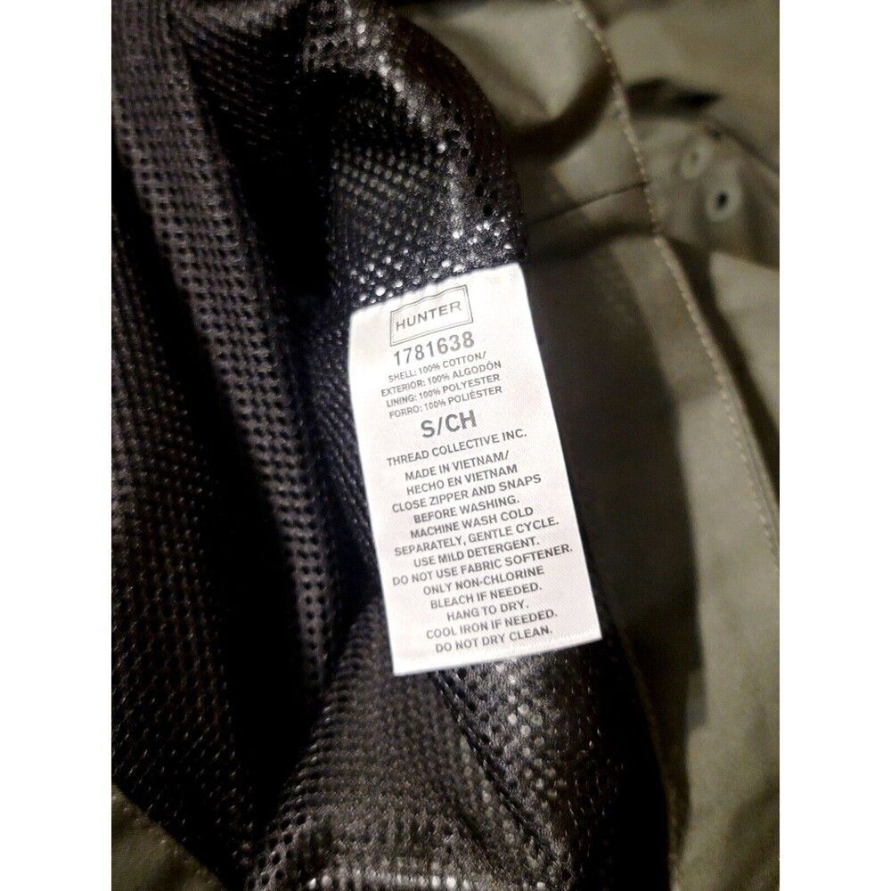 HUNTER Women's S Cotton Smock Hooded Rain Jacket Water Resistant Olive Green NEW - Picture 10 of 16